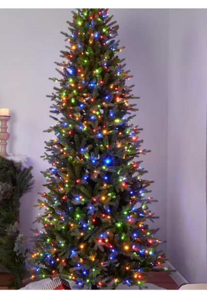 GE 7.5-ft Aspen fir Pre-lit Slim Artificial Christmas Tree with Multicolor LED Lights