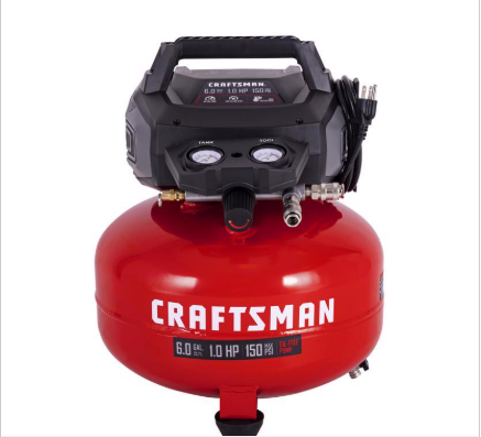 Craftsman 6-Gal Pancake Air Compressor 150 PSI – 0.8 HP 120V Oil-Free Portable Compressor  BOX DAMAGED
