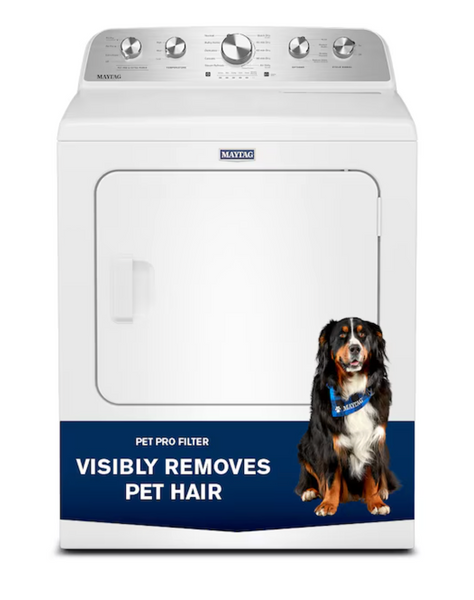 Maytag Pet Pro 7.0 cu ft Vented Electric Dryer – Pet Hair Removal, Extra Power, Moisture Sensing, Steam Refresh, White