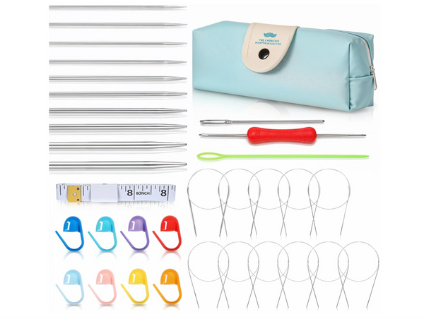 35 Pcs Interchangeable Knitting Needles Set, 40 inches Circular Needle 11 Pcs Stainless Steel Knitting Needles for Handmade DIY Knitting with Knitting Accessories (2.0-8.0mm)