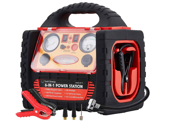 2200A Car Jump Starter with Air Compressor 260 PSI – 400W Power Inverter Portable Power Station