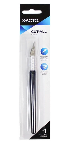 ELMER’S Cut-All Knife X3290 – 4-7/8" Utility Knife, Plastic Hexagonal Handle, Black, Made in USA