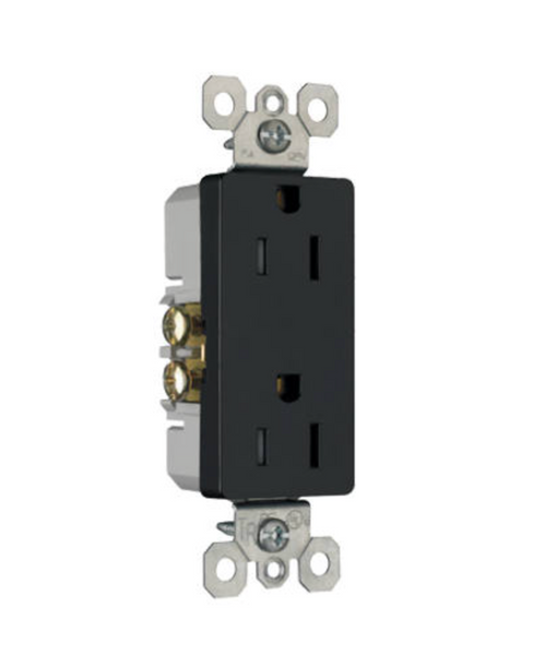 Pass & Seymour Child Safety Outlet, Black, 2-pole, 15-amp, 125-volt