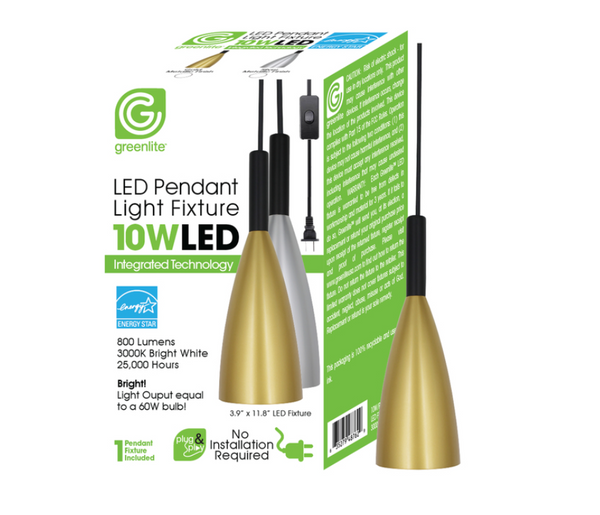 Greenlite Plug & Play Metallic 1 lights Swag Light Assorted