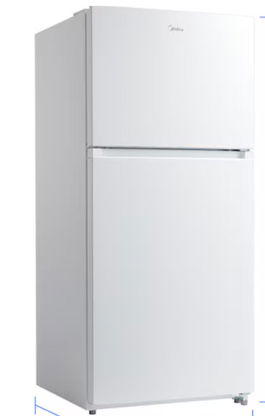 Midea Fingerprint Resistant 20.5-cu ft Standard-Depth 30-in Wide Top-Freezer Refrigerator ( White ) Garage Ready ENERGY STAR Certified