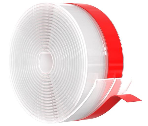 Wide Silicone Weather Stripping Door Seal with Strong Adhesive 1" x 33 ft, Draft Stopper Tape for Door Frame, Side and Bottom Gaps Strip for Glass Shower, Transparent
