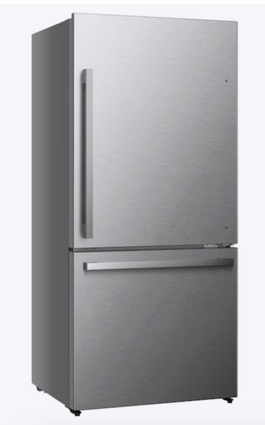 Hisense 17.2‑cu ft Counter‑Depth 32‑in Wide Bottom‑Freezer Refrigerator – Fingerprint‑Resistant Stainless Steel | ENERGY STAR® Certified, LED Lighting, 2‑Year Warranty (HRB171N6ASE)