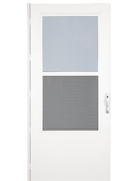 Larson 81 in. H X 32 in. W Vinyl/Wood White Mid-View Reversible Self-Storing Storm Door