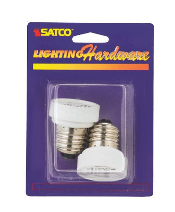 Satco 70210 E26 Medium Base (Edison) to GU24 Lamp Holder Adapter, Converts E26 Socket to GU24 Base, Easy Retrofit, (2 per Card)