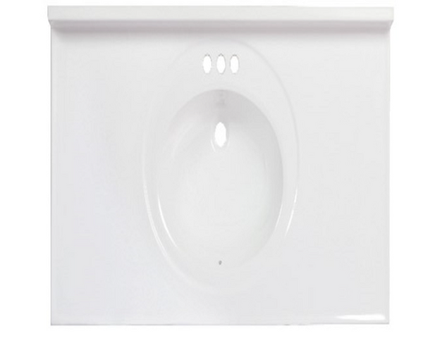 Arstar Standard Cultured Marble Bathroom Sink 49 in. W X 22 in. D White