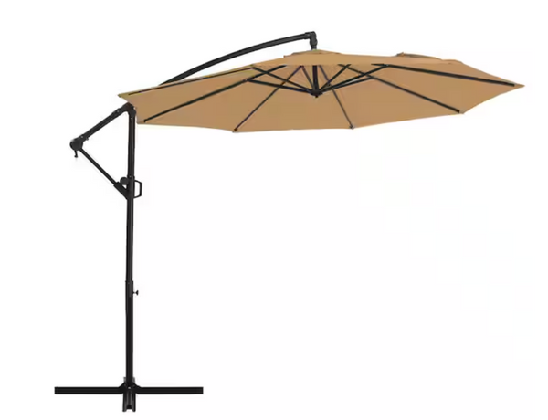 10 ft. Patio Offset Umbrella Outdoor Cantilever Umbrella Tan