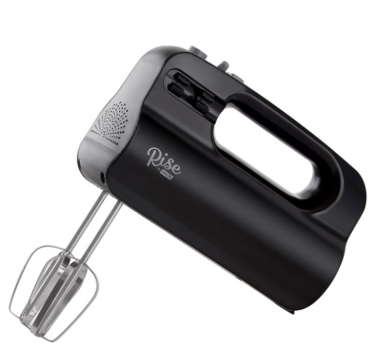Rise by Dash Black 5 Speed Hand Mixer Compact Lightweight Turbo Boost Beaters