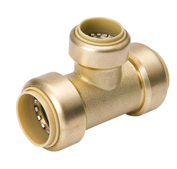 Mueller ProLine 1 in. Push x 1 in. D Push Brass Reducing Tee Plumbing Fitting