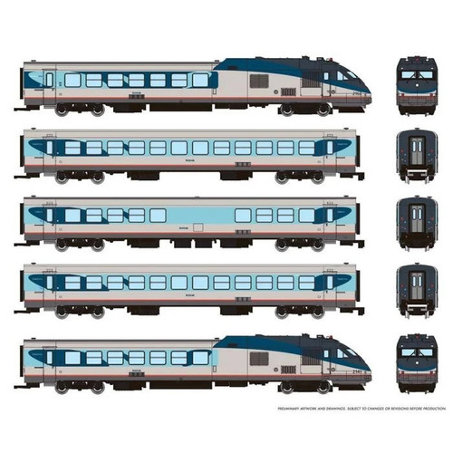 RAP-525505 Amtrak Phase V Rohr Turboliner Set 5 w/Sound