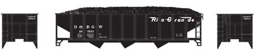 ATH-24541 D&RGW 40' 3-Bay Ribbed-Side Open Hopper 4-pk