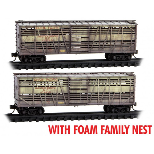 MTL-993 05 045 UP/Yellow 40' Stock Car 2-pk-Weathered-FF