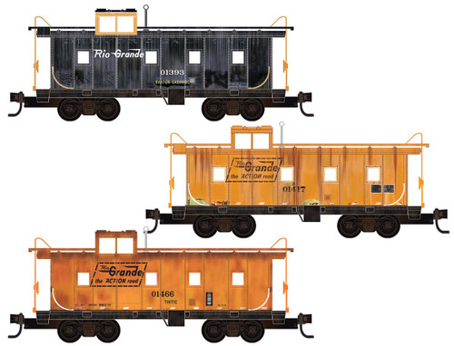 MTL-983 02 288 D&RGW Caboose 3-pk-weathered