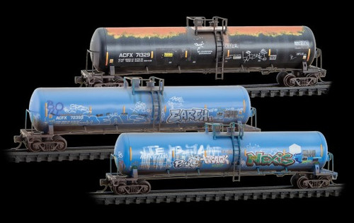 MTL-983 05 101 ACFX Tank Car 3-pk-Weathered-Graffiti
