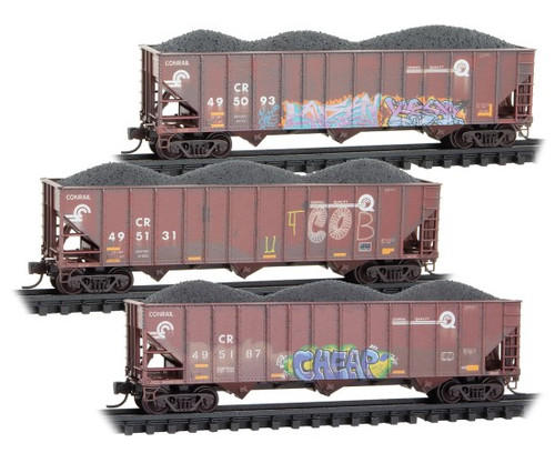 MTL-983 05 103 Conrail 100 ton 3-Bay Open Hopper-graffiti MTL-983 05 103 Conrail 100 ton 3-Bay Open Hopper-graffiti