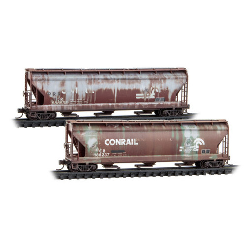 MTL-983 05 102 Conrail/xx-PRR 3-Bay Covered Hopper 2-pk
