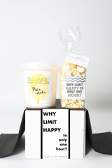 Introducing the Happy Hour Gift - a delightful package that proves happiness knows no time limit. This gift set includes two sweet treats designed to elevate your joyful moments. Indulge in the delectable flavors and let the celebration begin. The quote, "WHY LIMIT HAPPY TO AN HOUR?" serves as a reminder to cherish every moment of bliss. Whether you're treating yourself or surprising someone special, the Happy Hour Gift is perfect for birthdays, anniversaries, or any occasion worth celebrating. Savor the sweetness and extend the happy hour with these delightful treats.