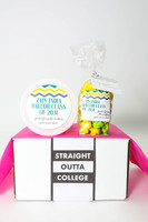 Celebrate the milestone achievement of graduation with our Graduation Gift featuring "Straight Outta Highschool/College" sweet treats. This thoughtful and delicious gift includes two delightful sweets to commemorate this special occasion. Each gift set combines the joy of graduation with the indulgence of gourmet treats. Whether it's a high school or college graduation, these sweet treats are the perfect way to show your pride and support. Treat the graduate to a combination of flavorful delights that will make their taste buds dance. Make their graduation day even sweeter with our Graduation Gift - "Straight Outta Highschool/College" - Two sweet treats!