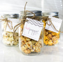 Our Hotpoppin Gourmet Popcorn placed into the class mason jar is the perfect gift for any baby shower, bridal shower or wedding favor! 