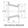 NW40 to NW16 Conical Reducer Drawing
