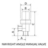 NW16 Right Angle Pneumatic Valve Stainless Steel Drawing