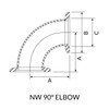 NW25 90° Elbow (2.2" Long Radius) Drawing