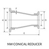 NW40 to NW25 2.75" OAL Conical Reducer - Drawing