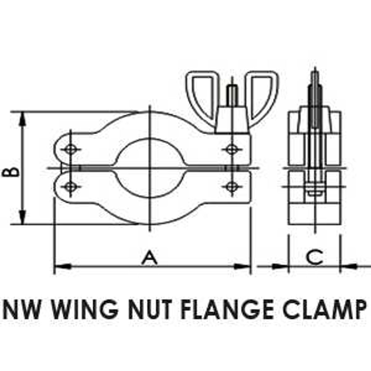 NW25 Wing Nut Flange Clamp