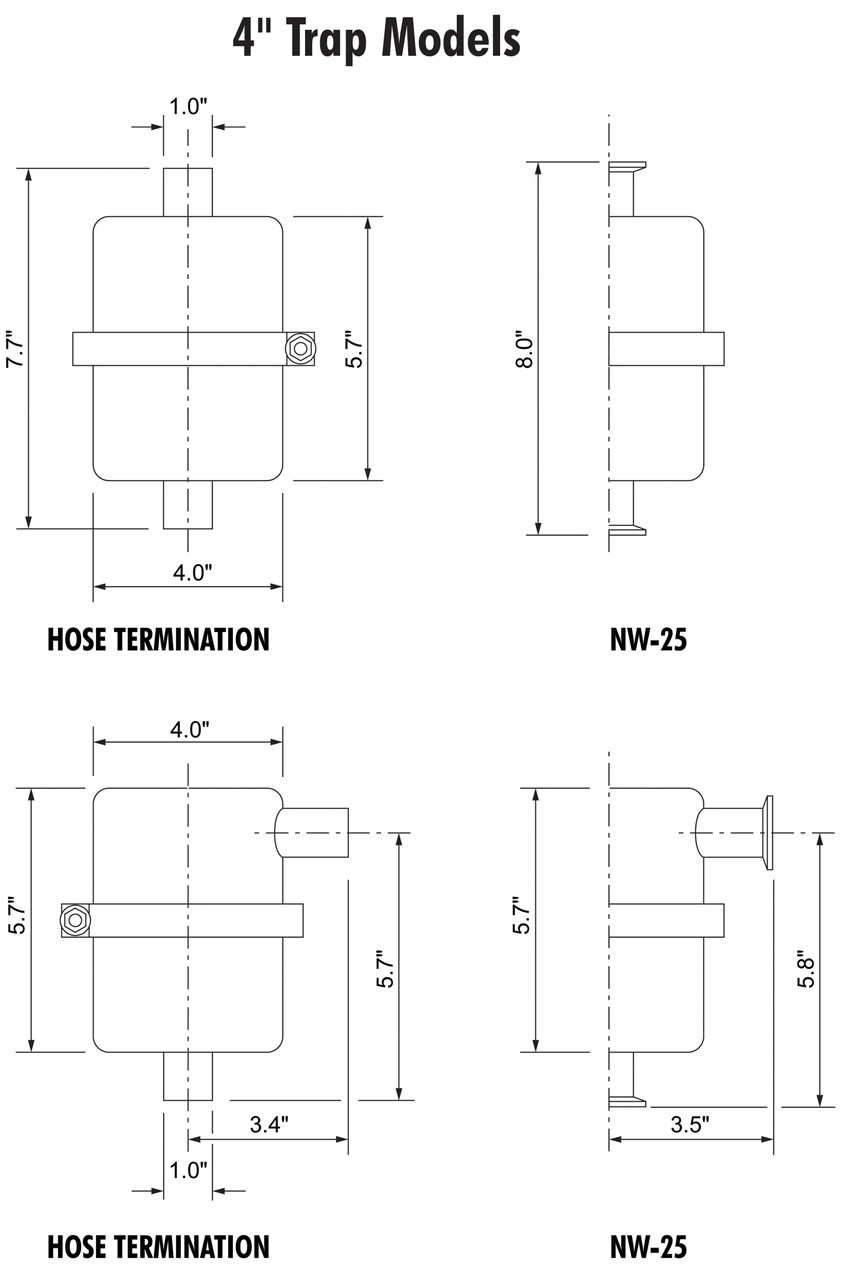 Right Angle 4" High Vacuum Trap, NW25