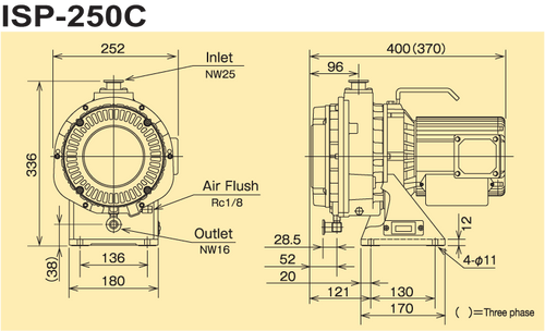 Anest Iwata ISP-250C 10.6 CFM Dry Scroll Vacuum Pump Drawing