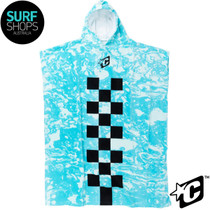 Creatures of Leisure | Adult Fluro Blue Chex | Hooded Towel Poncho | Surfer Poncho
