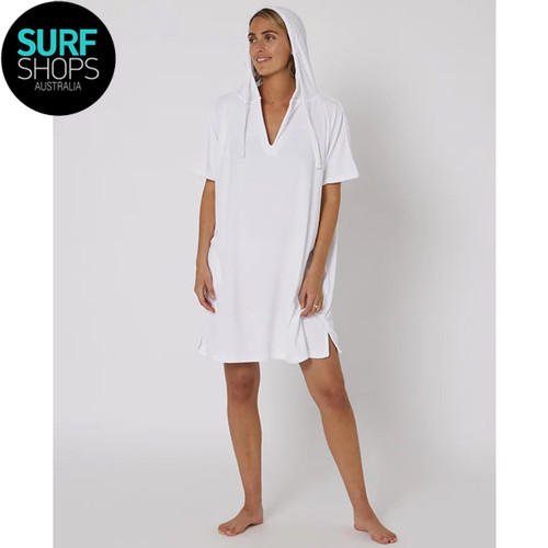 Ocean and Earth | White V Neck |  Ladies Poncho | Hooded Towel | Lightweight  Ocean and Earth | White V Neck |  Ladies Poncho | Hooded Towel | Lightweight