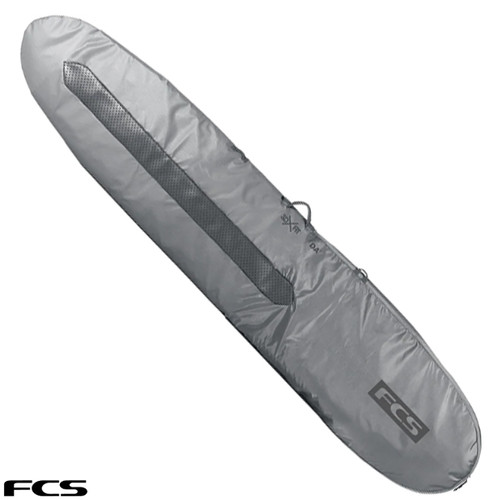 FCS Day Longboard | Malibu Day Surfboard Cover | Steel Grey | Surf Board Bag | Day Trip Medium Protection
