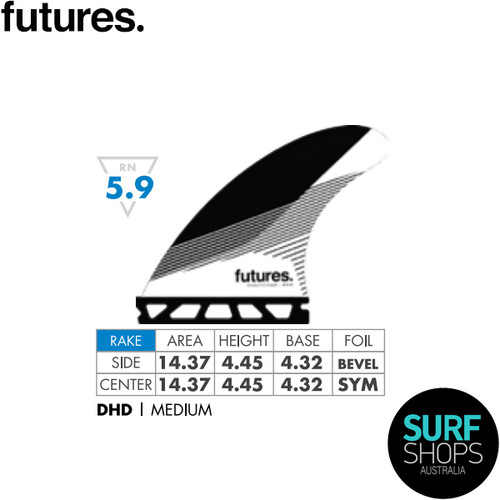 DHD Medium Futures Fins | Thruster Fin Set | Honeycomb