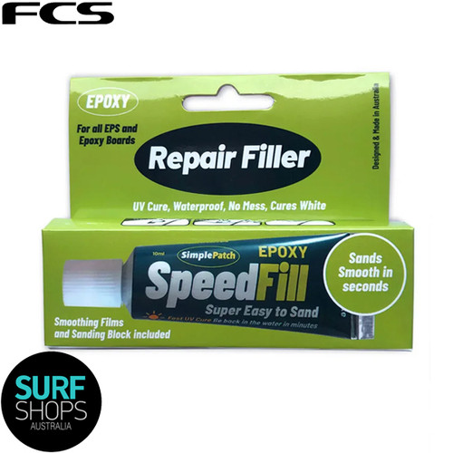 FCS | Repair Fill Works With Simple Patch | Fill Fin Gouges, Deeper Dings and Cracks | Ultra Quick Surfboard Permanent Repair | EPS and EPOXY