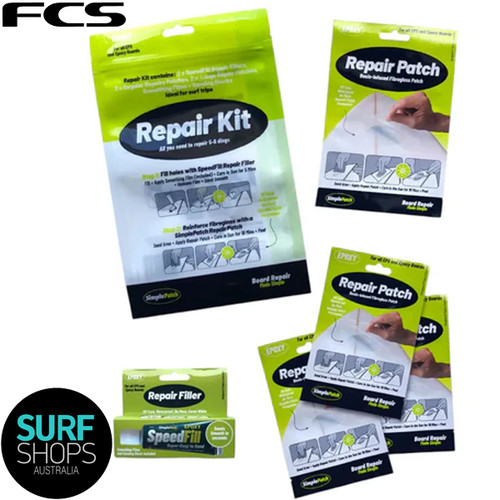 FCS | Simple Patch Repair Kit | Ultra Quick Surfboard Permanent Repair Value Pack | EPS and EPOXY | Fast Surfboard Fix 