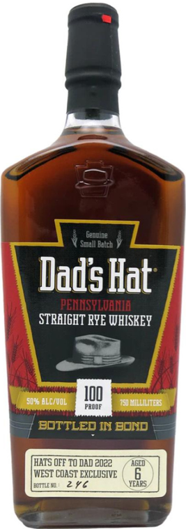 Dad's Hat 6YR Bottle In Bond "Hat's Off To Dad 2022 West Coast Exclusive" Rye 750ml