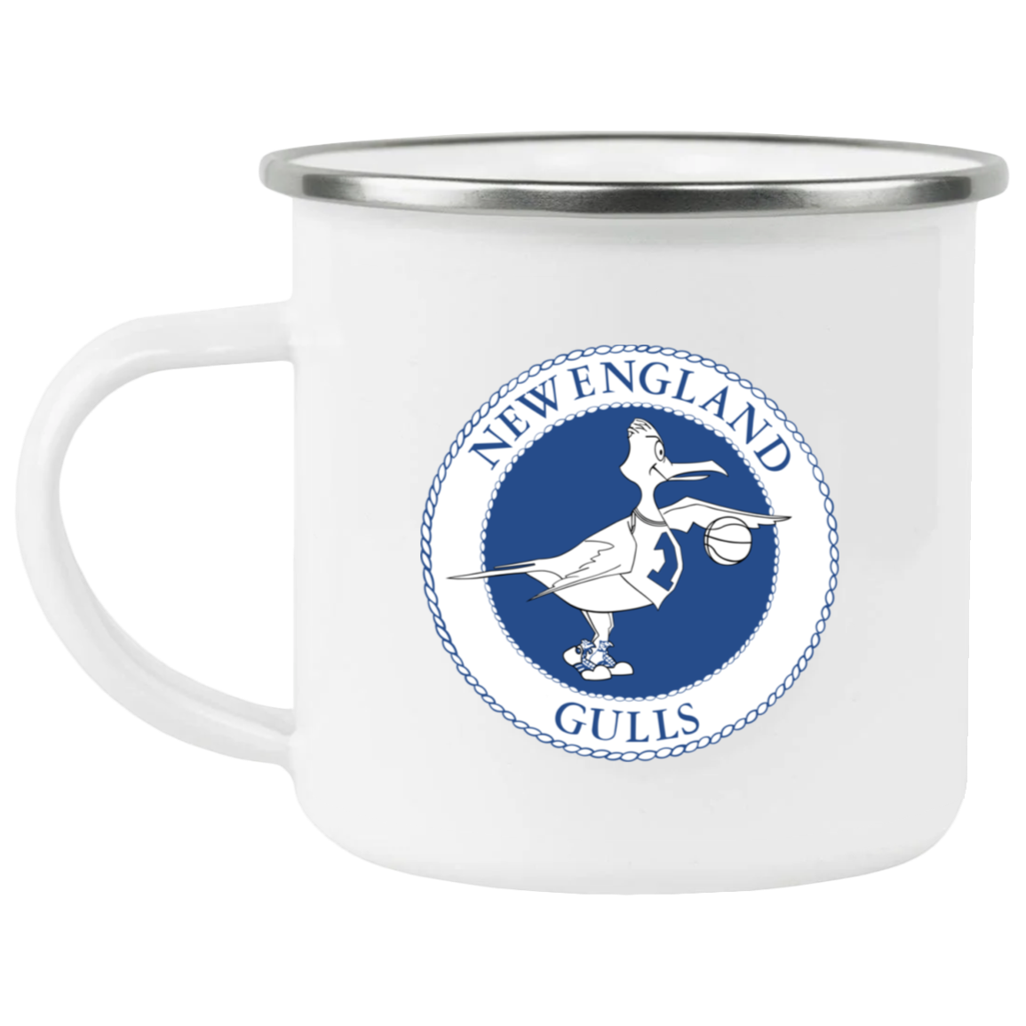 New England Gulls WBL Camping Mug 12 oz. Enamel Stainless Steel Women's Pro  Basketball League