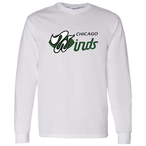 Chicago Winds Long Sleeve Shirt Classic WFL Football Team color White Chicago Winds Long Sleeve Shirt Classic WFL Football Team color White