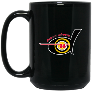 Detroit Wheels Mug 15 oz. Black Glossy Ceramic WFL Football Team Detroit Wheels Mug 15 oz. Black Glossy Ceramic WFL Football Team