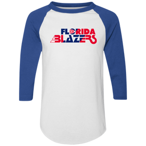 Florida Blazers Raglan Shirt Colorblock WFL Football Team color White/Royal Blue Florida Blazers Raglan Shirt Colorblock WFL Football Team color White/Royal Blue