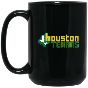 Houston Texans Mug 15 oz. Black Glossy Ceramic WFL Football Team Houston Texans Mug 15 oz. Black Glossy Ceramic WFL Football Team