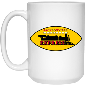 Jacksonville Express Mug 15 oz. White Glossy Ceramic WFL Football Team Jacksonville Express Mug 15 oz. White Glossy Ceramic WFL Football Team