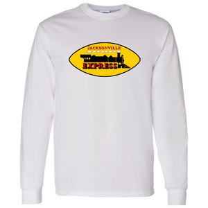Jacksonville Express Long Sleeve Shirt Classic WFL Football Team color White Jacksonville Express Long Sleeve Shirt Classic WFL Football Team color White
