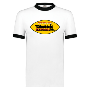 Jacksonville Express Ringer T-shirt WFL Football Team color White/Black Jacksonville Express Ringer T-shirt WFL Football Team color White/Black