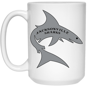 Jacksonville Sharks Mug 15 oz. White Glossy Ceramic | WFL Football Team Jacksonville Sharks Mug 15 oz. White Glossy Ceramic | WFL Football Team